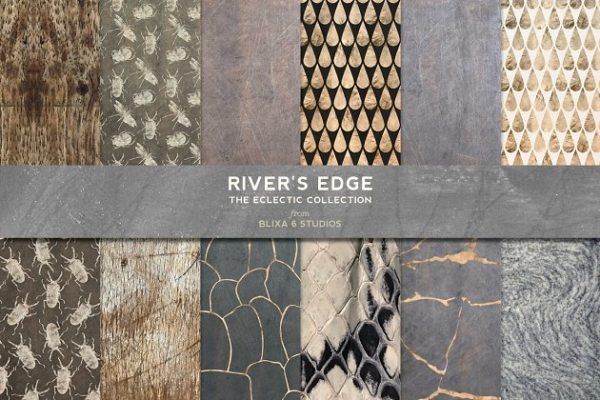 软自然色调玫瑰金箔大理石图案 River’s Edge: White &amp; Rose Gold Foil