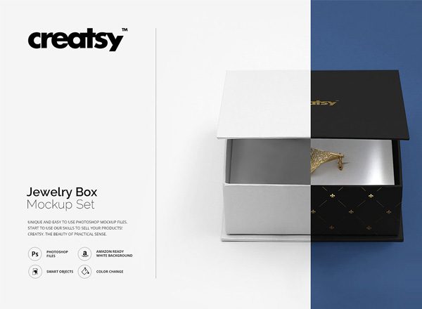 低调奢华珠宝盒礼品袋样机模板 Jewelry Box Mockup Set