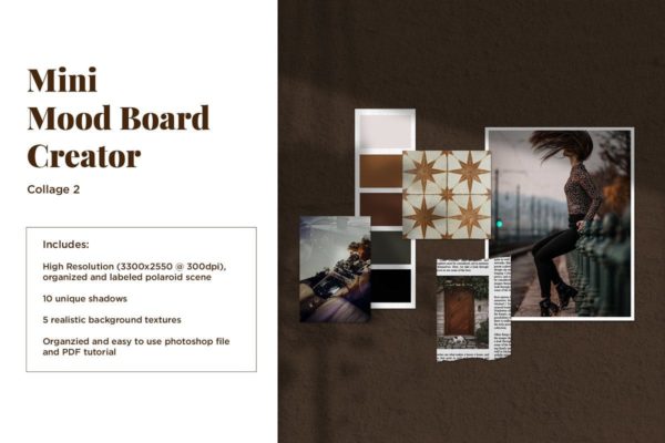 迷你拼贴照片样机模板 Mini Mood Board: Collage 2