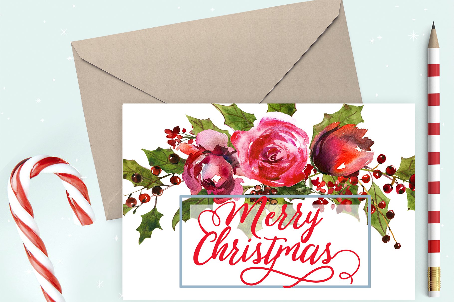 圣诞水彩剪辑集(一堆圣诞元素) Holly Steams Christmas Watercolors插图(20)