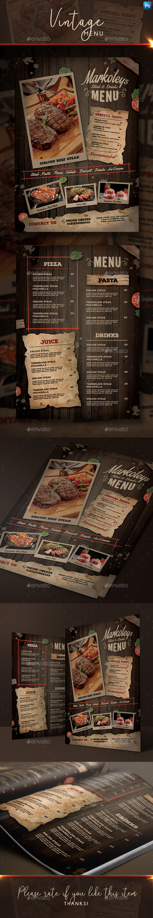 乡村咖啡馆菜单模板下载 Rustic Cafe Menu [psd]插图