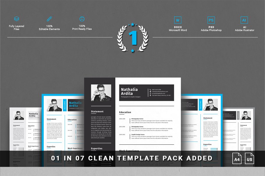 终极简历模板大合集（15款创意简历+3款信息图表模板） Entire Shop Resume/CV Mega Bundle插图(6)