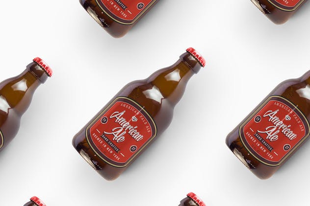 啤酒琥珀瓶啤酒瓶样机 Steinie Beer Amber Bottle Mockup插图(4)