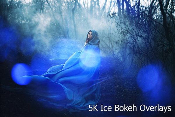 5K冰雪散景叠层背景 5K Ice Bokeh Overlays