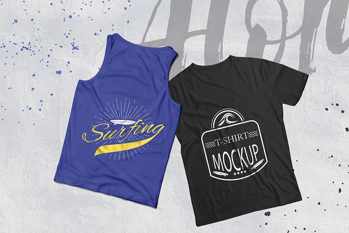 背心&T恤印花设计效果预览样机 Tank Top T Shirt Mockups插图(1)