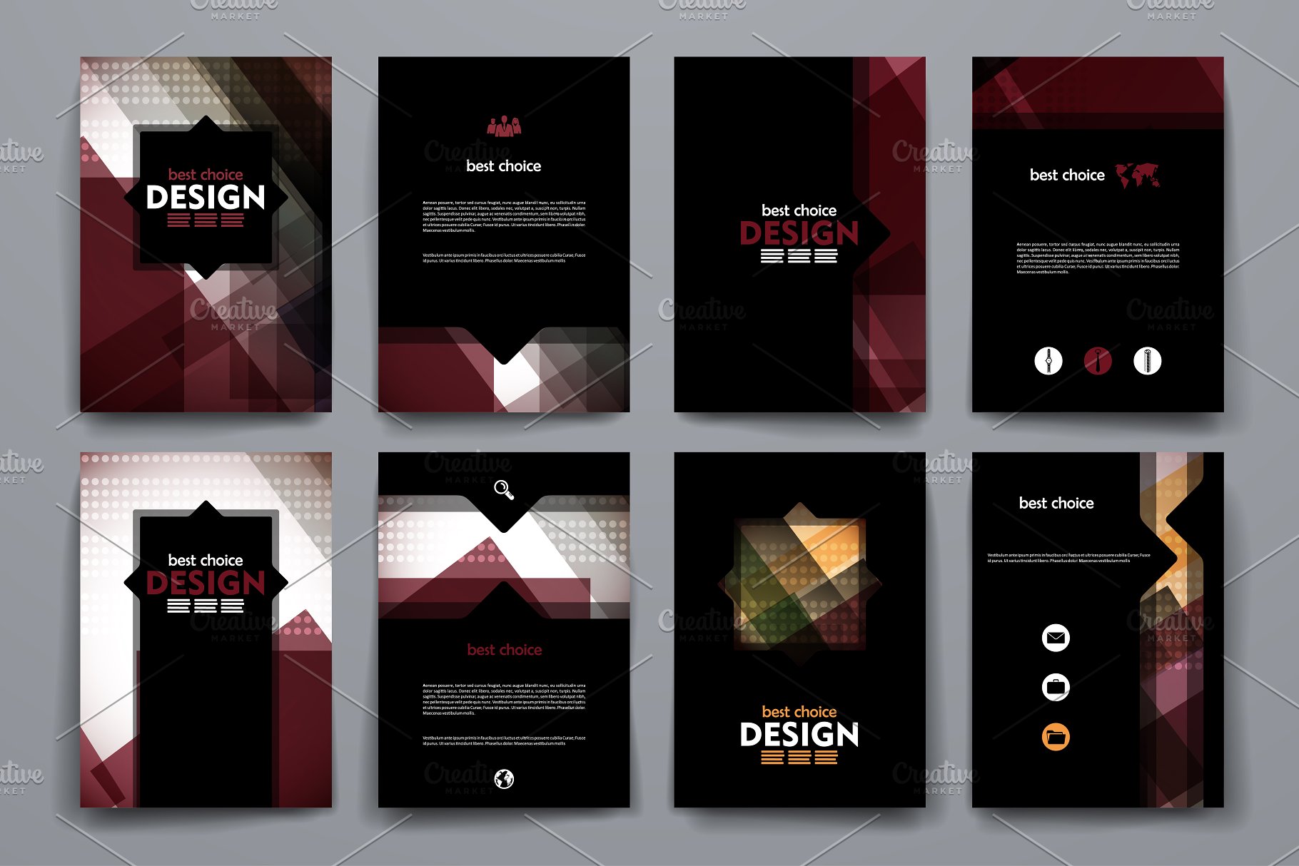 暗色调抽象图形背景画册背景 Abstract Brochures插图(7)