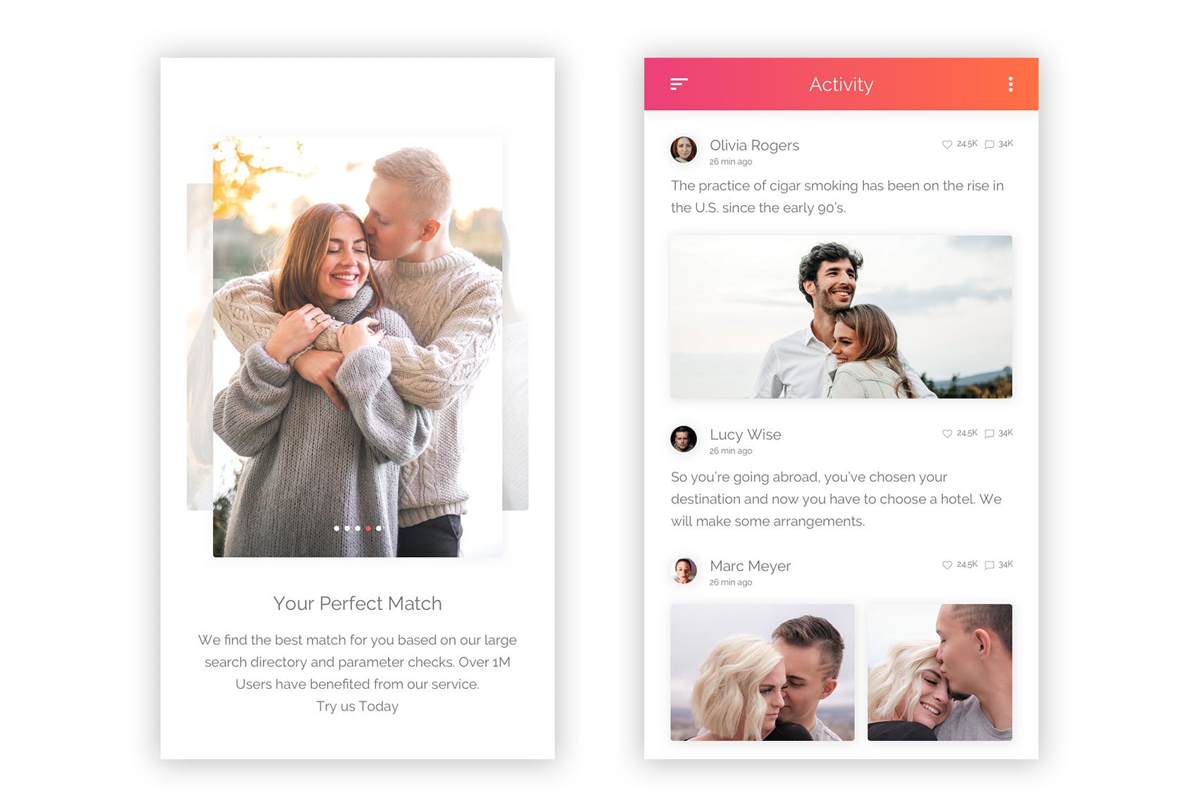 约会交友APP应用UI用户交互界面设计PSD模板 Rish- Dating, Meeting & Networking  for Photoshop插图(9)