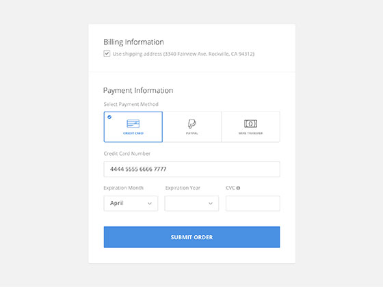 信用卡结算表单素材之家精选sketch素材