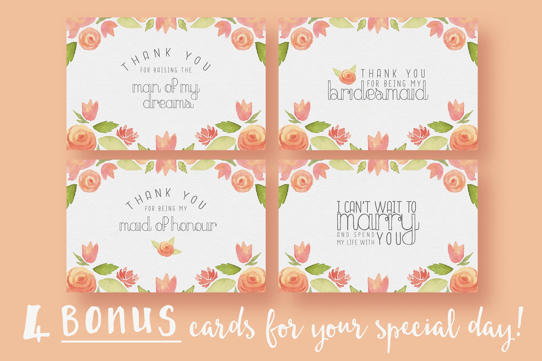 水彩花卉装饰婚礼邀请函设计模板 Garden Watercolour Wedding Suite插图(3)