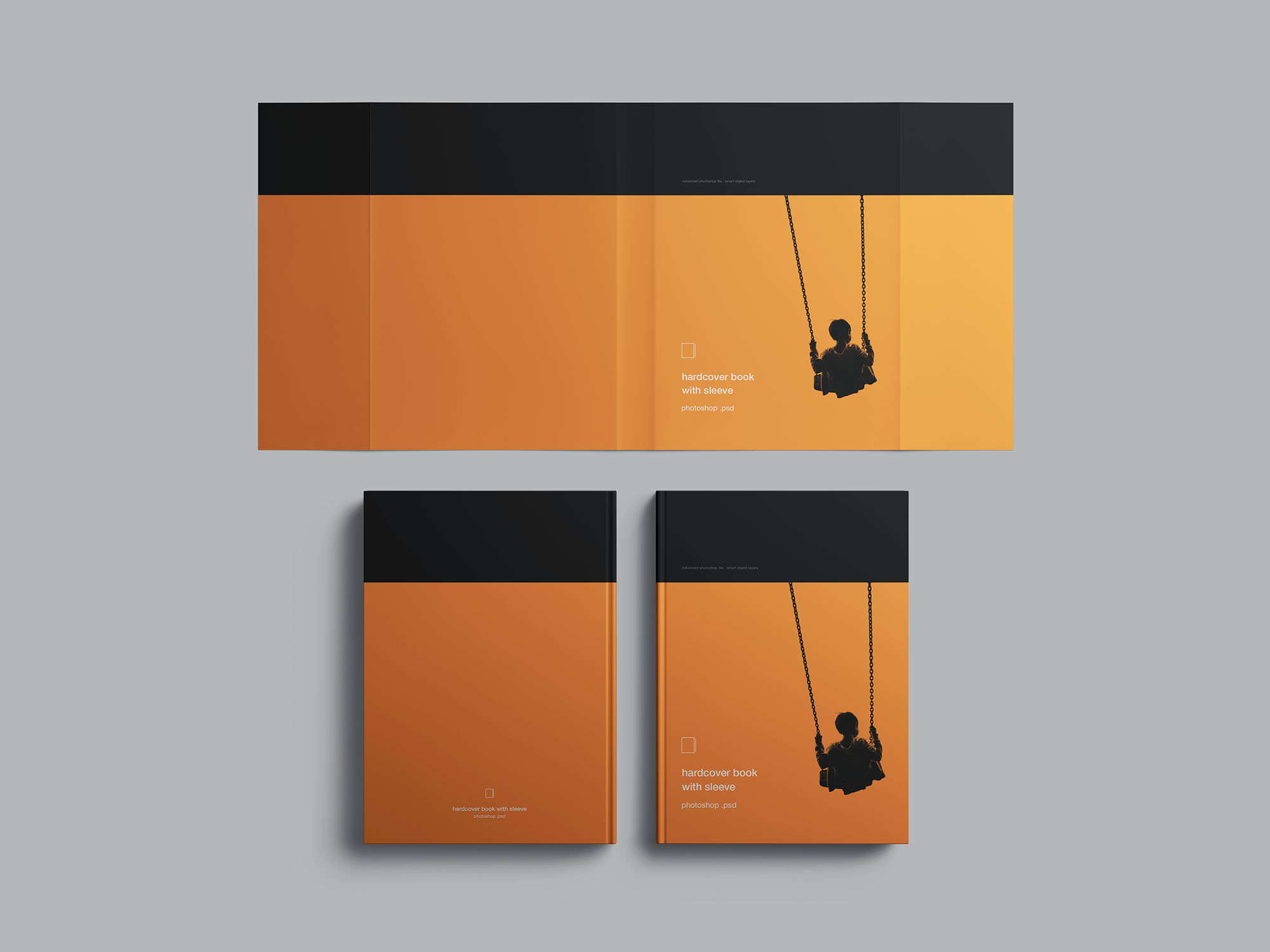 精装图书封面设计效果图样机 Hardcover Book with Sleeve Mockup插图(5)