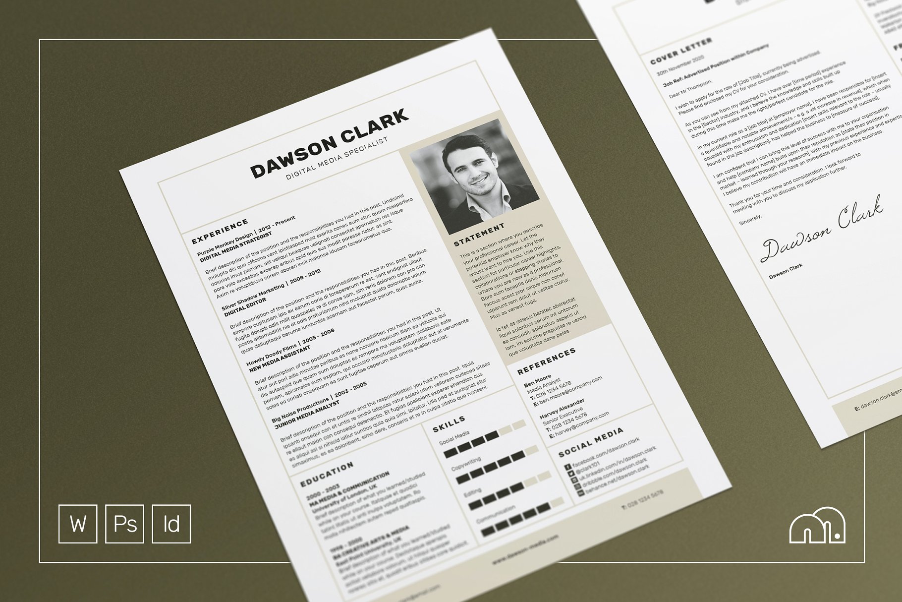 复古经典表格式简历模板 Dawson – Resume/CV插图