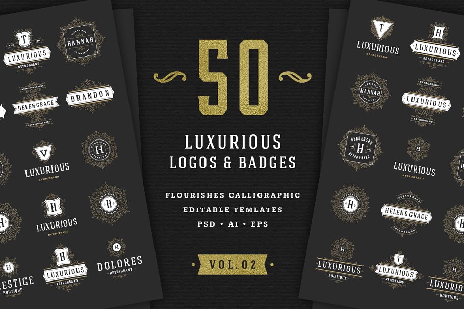 50个奢华装饰Logo及徽章  50 Ornament logos & badges插图