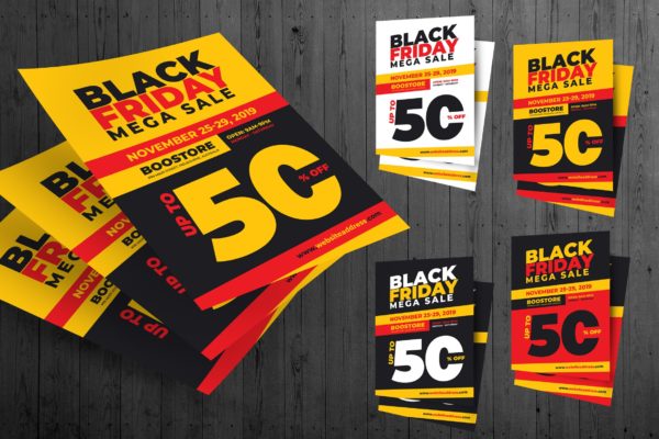 品牌鞋店黒五打折活动海报设计模板v01 Black Friday Flyer Template 01