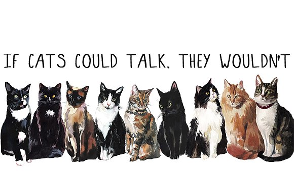 手绘水彩猫咪素材剪贴画合集 Watercolor Cat Illustration Clipart插图(1)