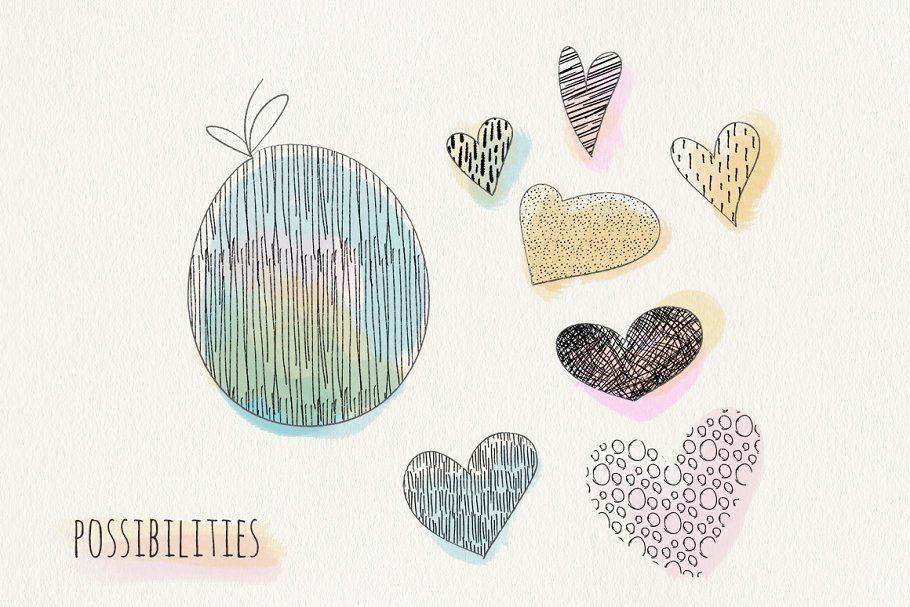 铅笔涂鸦纹理 Doodle Patterns插图(1)