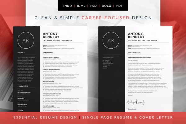 简约实用基础简历模板 Antony – Essential Resume