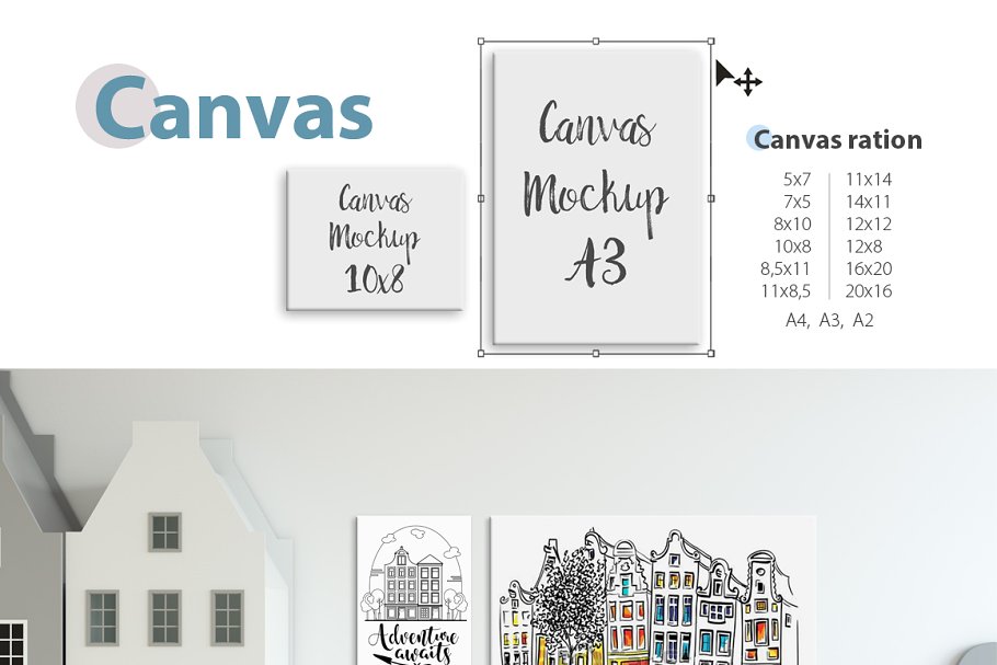 儿童卧室书房墙纸&相框样机 KIDS Interior WALL & FRAMES Mockup 3插图(5)