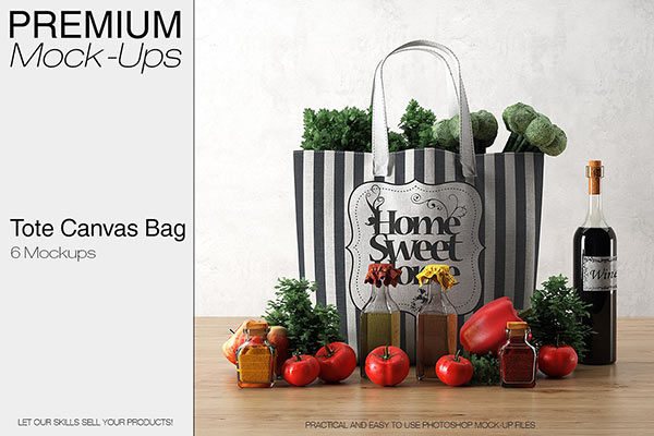 手提帆布环保袋展示样机下载 Tote Canvas Bag Mockups [psd]