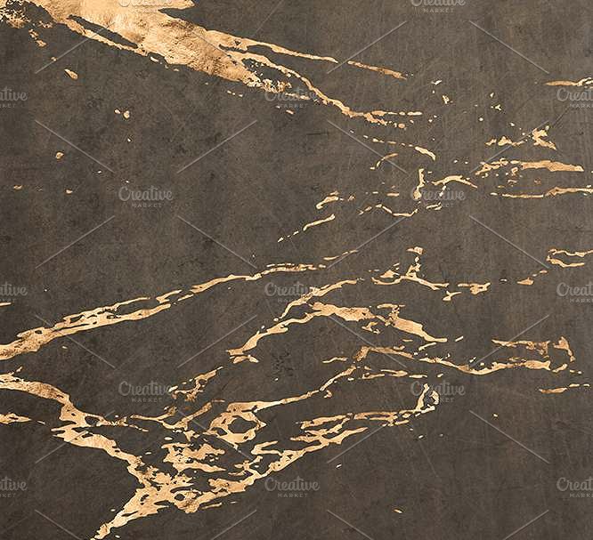 玫瑰金大理石，卵石和手绘水彩画笔触图案纹理 Oxidized Elements Gold & Watercolor插图(2)