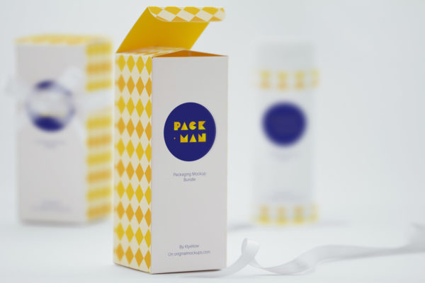 长方体产品包装盒外观设计样机模板03 Tall Gift Box Mockup 03