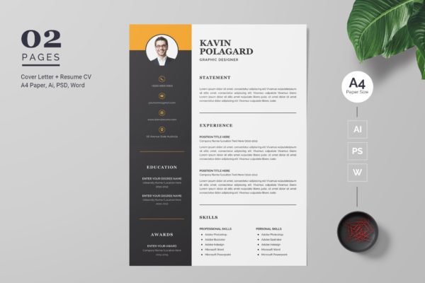 经典两列式排版风格电子素材库精选简历模板v2 Professional and Modern CV / Resume Template