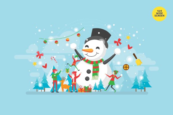 圣诞快乐时刻矢量概念插画素材 Happy Christmas Moment Vector Illustration Concept