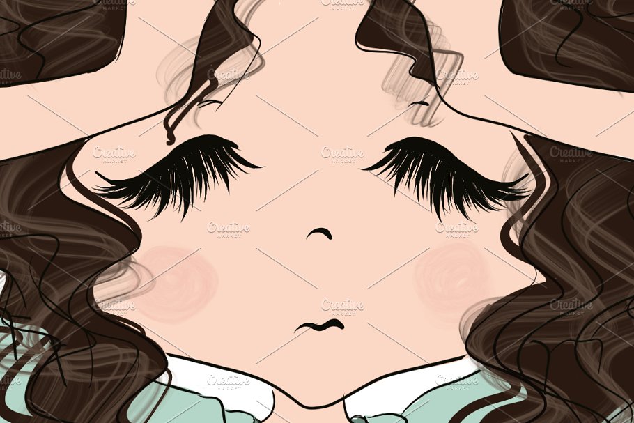 手绘卡通女性形象合集 Collection of 4 Sets Girls插图(3)