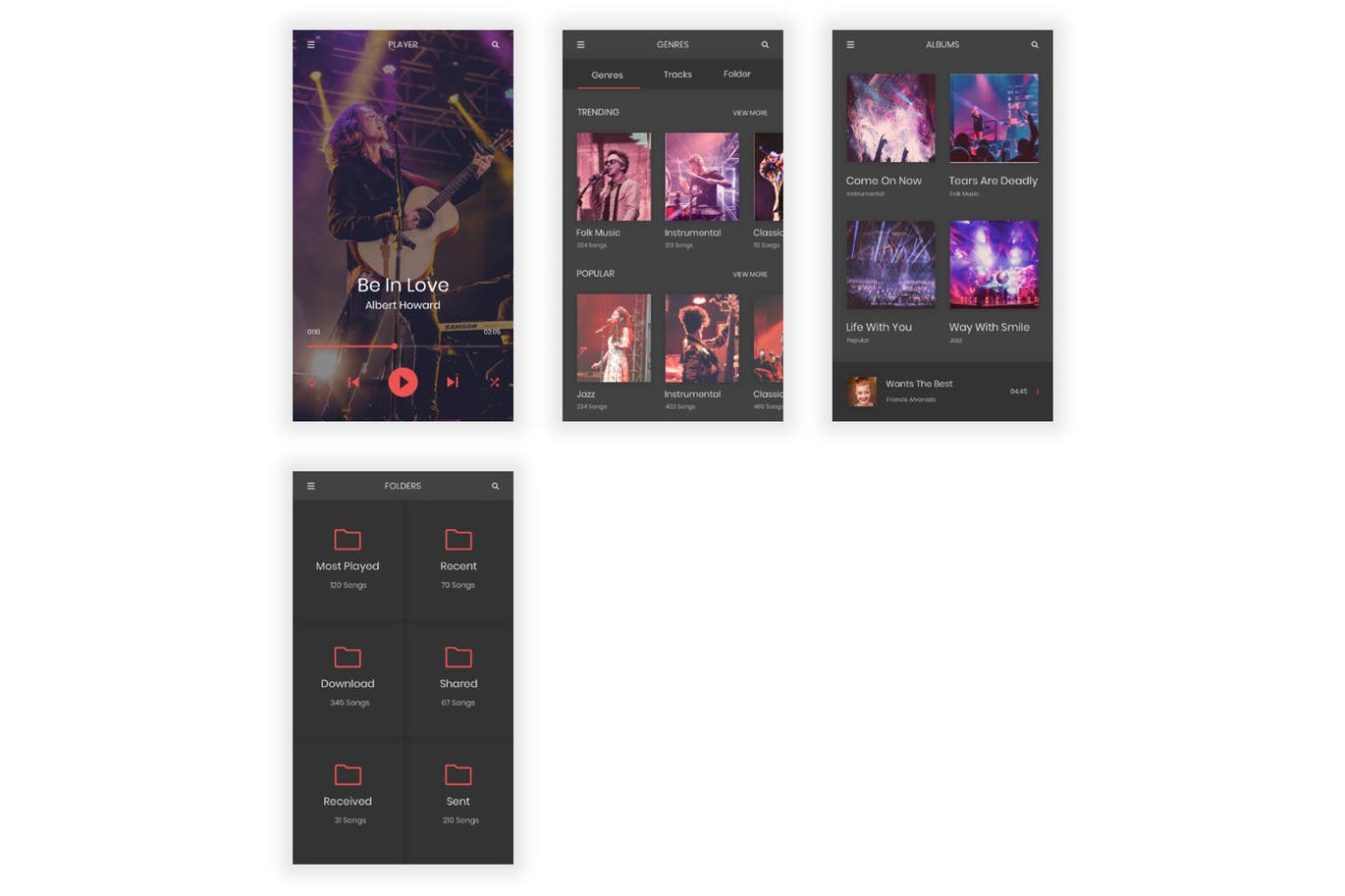 在线音乐听歌APP应用UI设计SKETCH模板 Raag – Music Player UI Kit for Sketch插图(7)