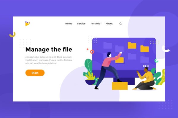 文件&amp;文件夹管理主题矢量插画素材v1.6 Manage the file and folder Illustration 1.6