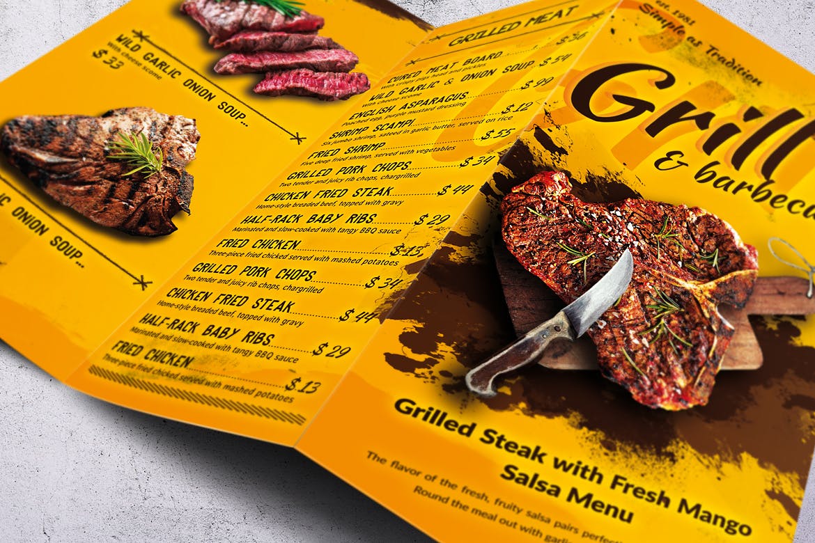 不同国家餐馆三折页菜单设计模板合集 Different Countries Trifold Food Menu Bundle插图(6)