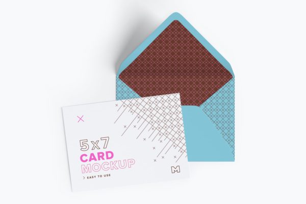 A7规格信封&amp;贺卡设计样机模板 A7 Envelope and Landscape Card Mockup