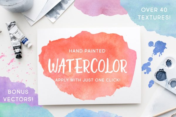 手绘水彩纯色晕染纹理 Watercolor Texture Photoshop Styles