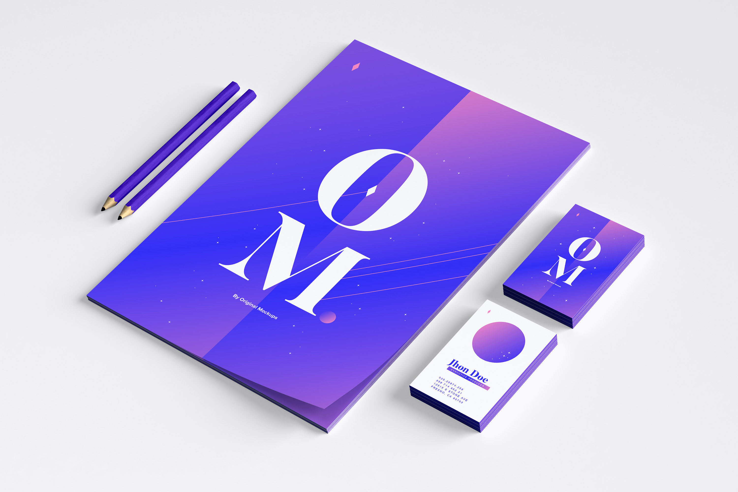 品牌VI设计案例预览办公用品套装样机03 Stationery Mockup 03插图(1)