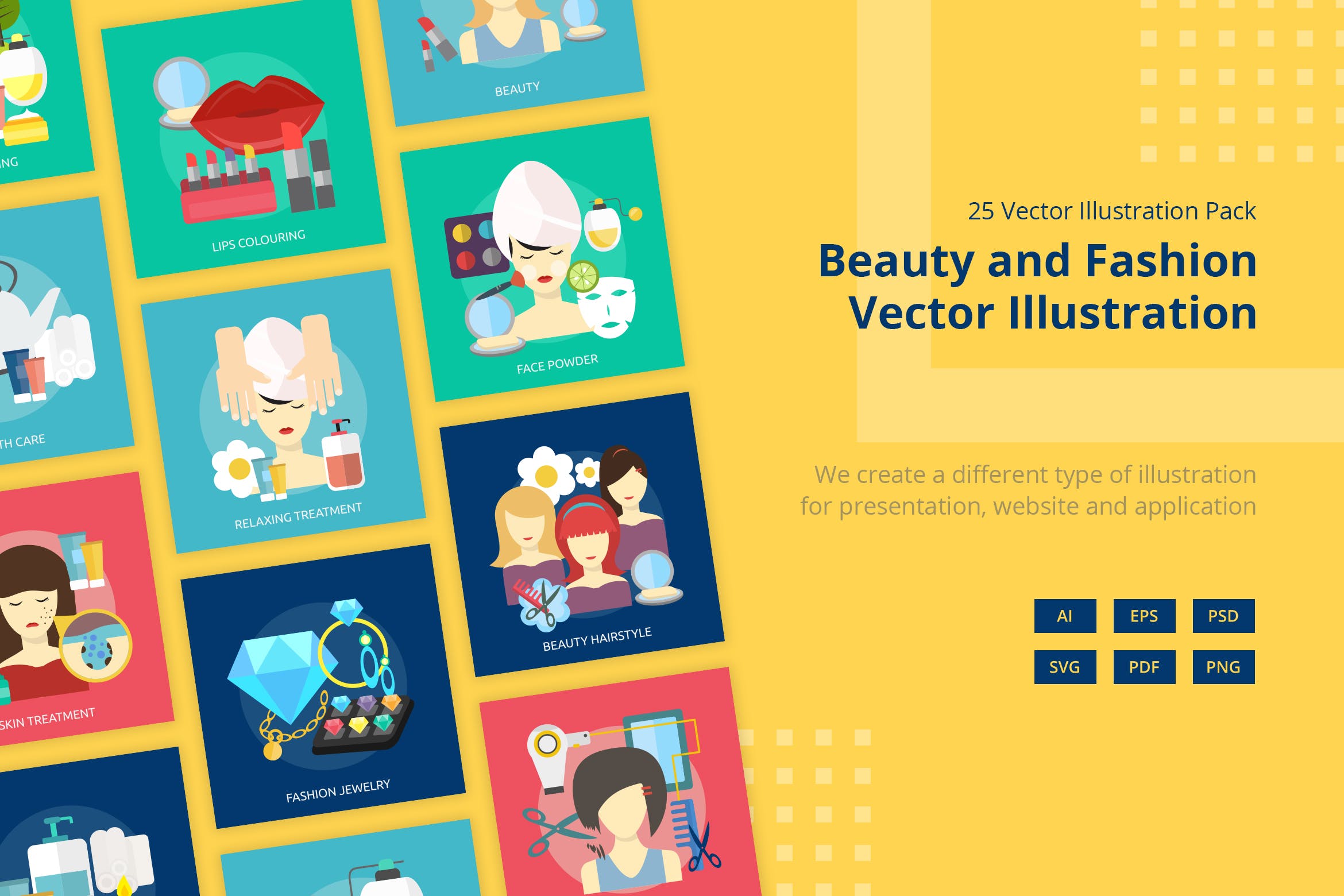 25个美容&时尚主题矢量插画素材库精选设计素材 Beauty and Fashion Vector Illustration插图