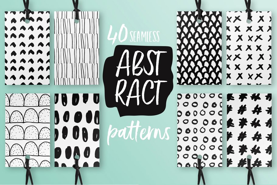 黑白抽象图案纹理 Black & White Abstract Patterns插图