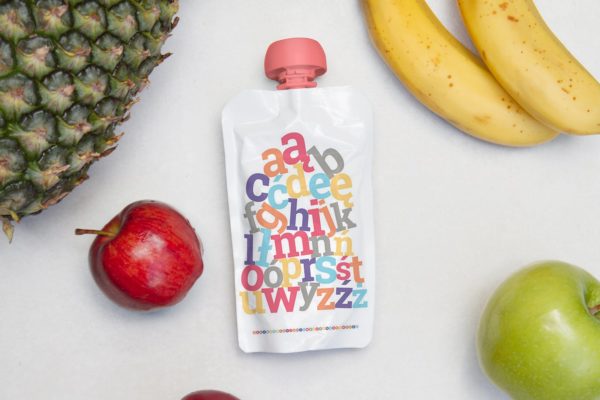 婴儿水果泥食品包装外观设计样机 Baby Food Pack Mockup