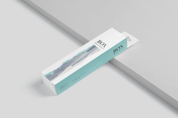 超薄矩形长条包装盒外观设计效果图素材库精选 Box Mockup PSDs – High Slim Rectangle Size Hanger