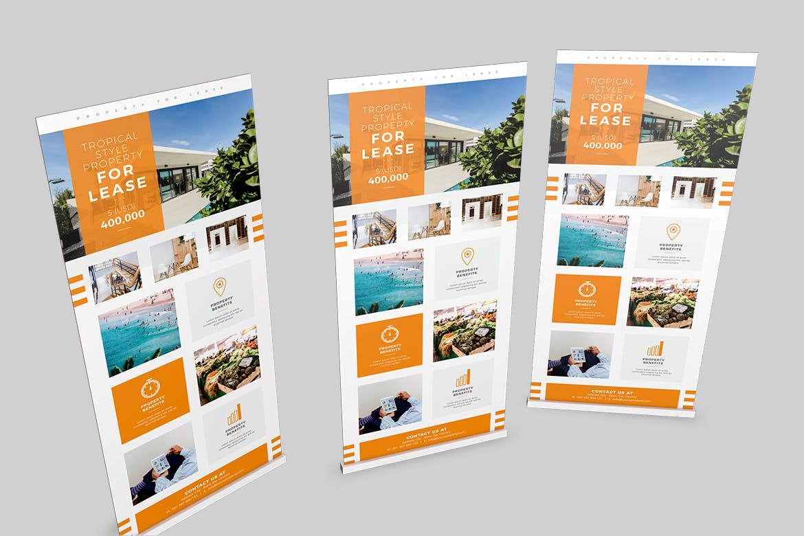 易拉宝Banner平面广告设计模板 Roll Banner Properties插图(1)