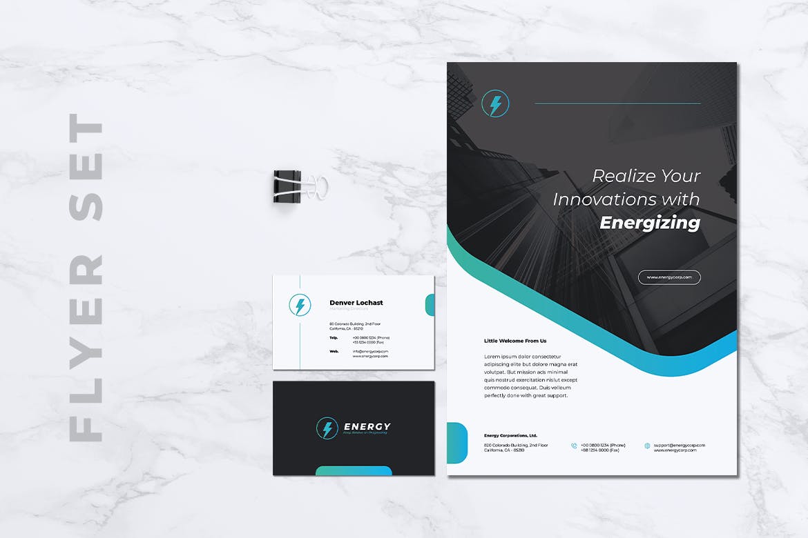 新能源发电厂/企业宣传海报传单&素材库精选名片模板 ENERGY Power Plant Flyer & Business Card插图(4)