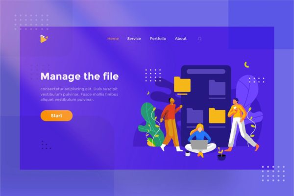 文件&amp;文件夹管理主题网站设计素材库精选概念插画素材 Manage the file and folder illustration 1.4