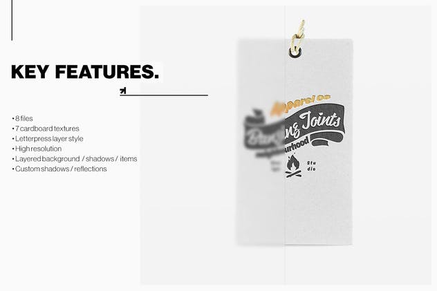 凸版印刷风格服装标签吊牌样机 Letterpress Label Logo Mockup插图(5)