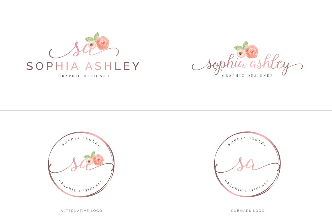 超级水彩风 Logo 设计素材包 Watercolor Premade Branding Logo Kit [模板、纹理&元素]插图(18)