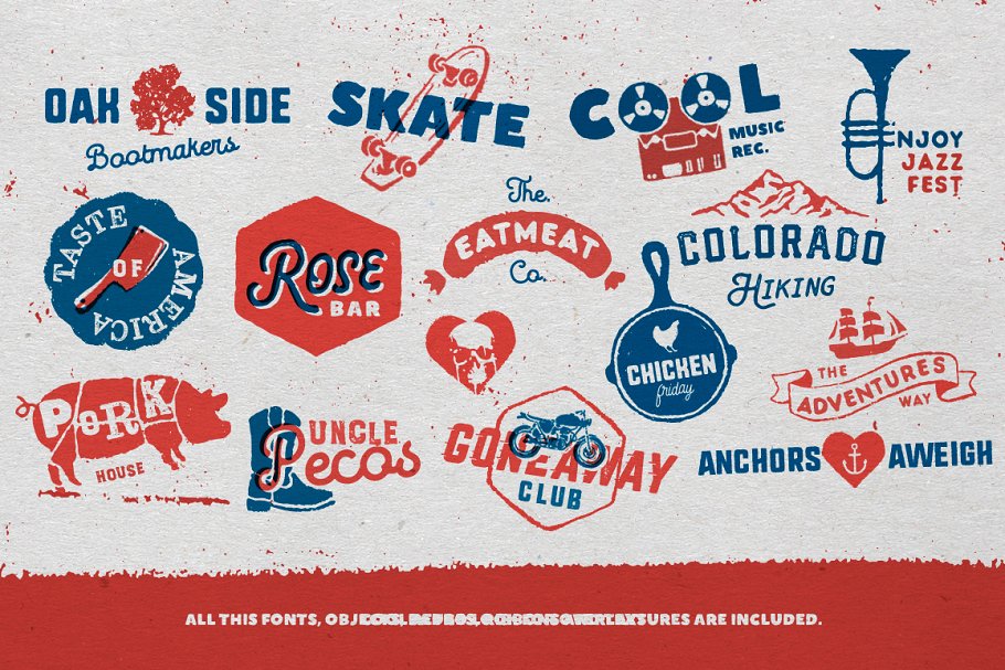 复古纯手工品牌Logo设计模板 Objects + Fonts • Vintage Logo Kit插图(4)