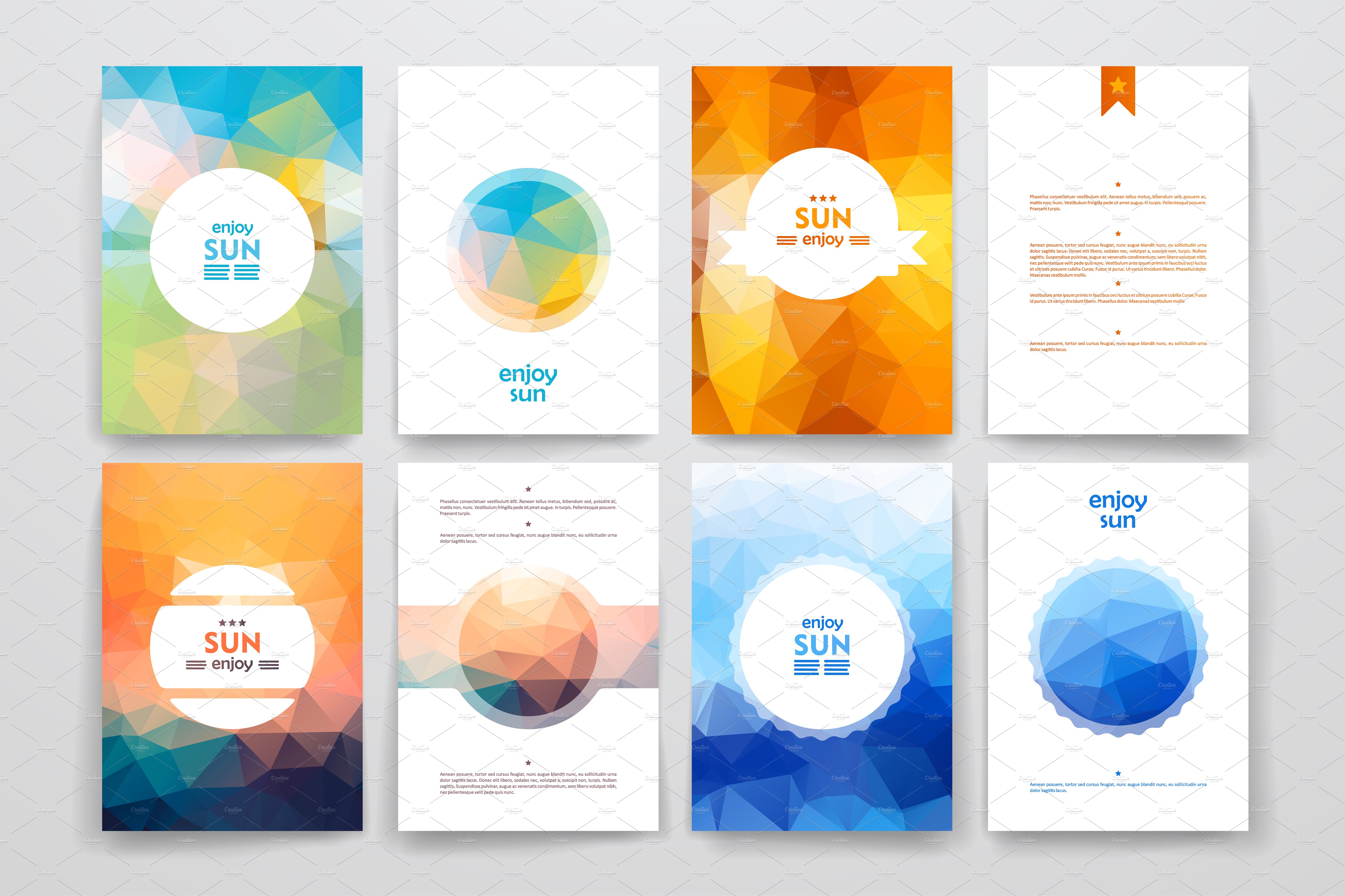 太阳图案背景小册子模板 Sun brochures插图