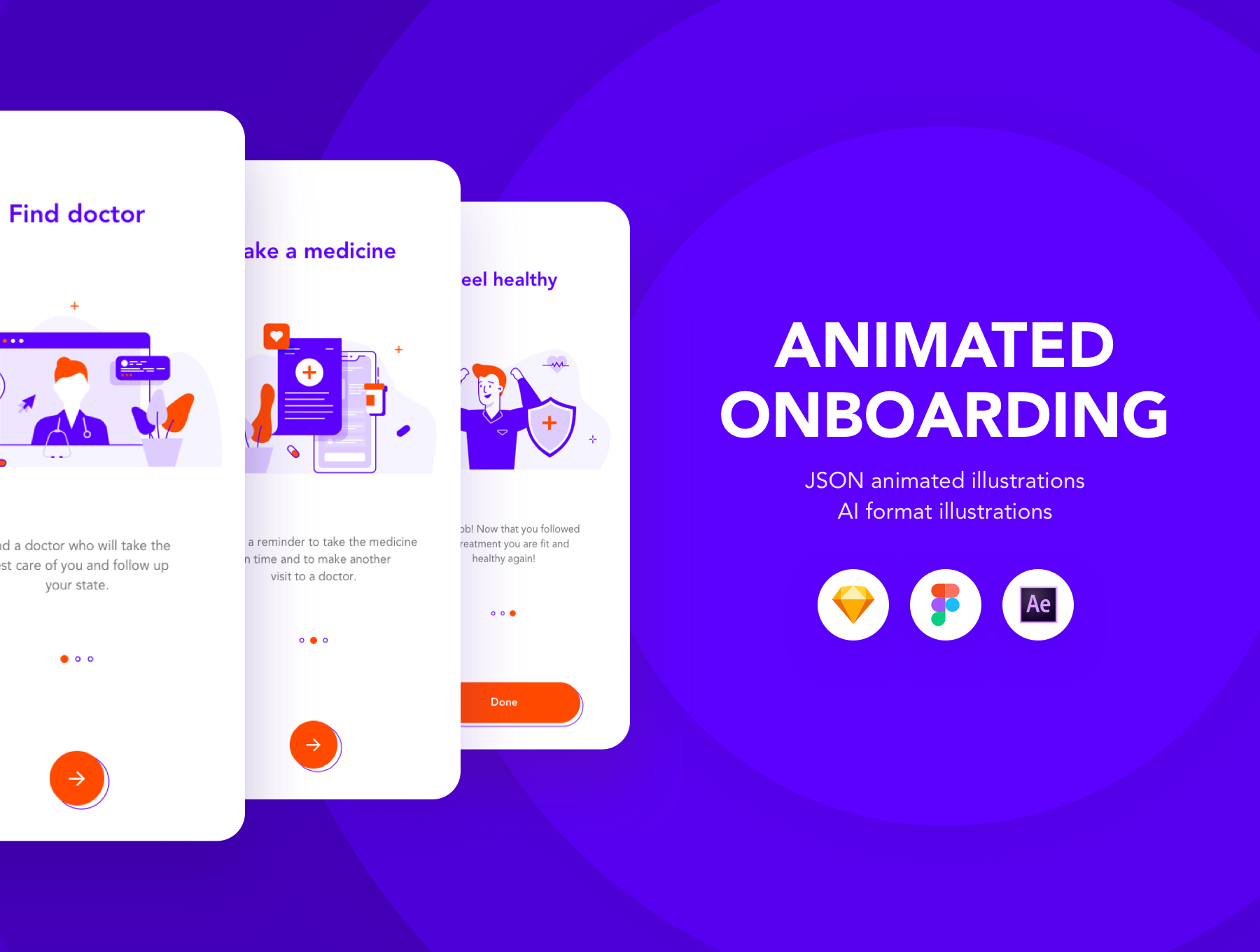 素材库下午茶:时尚的医学主题启动页动画插画模板插图