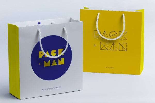 商城品牌专卖店购物纸袋包装设计样机07 Shopping Bag Mockup 07
