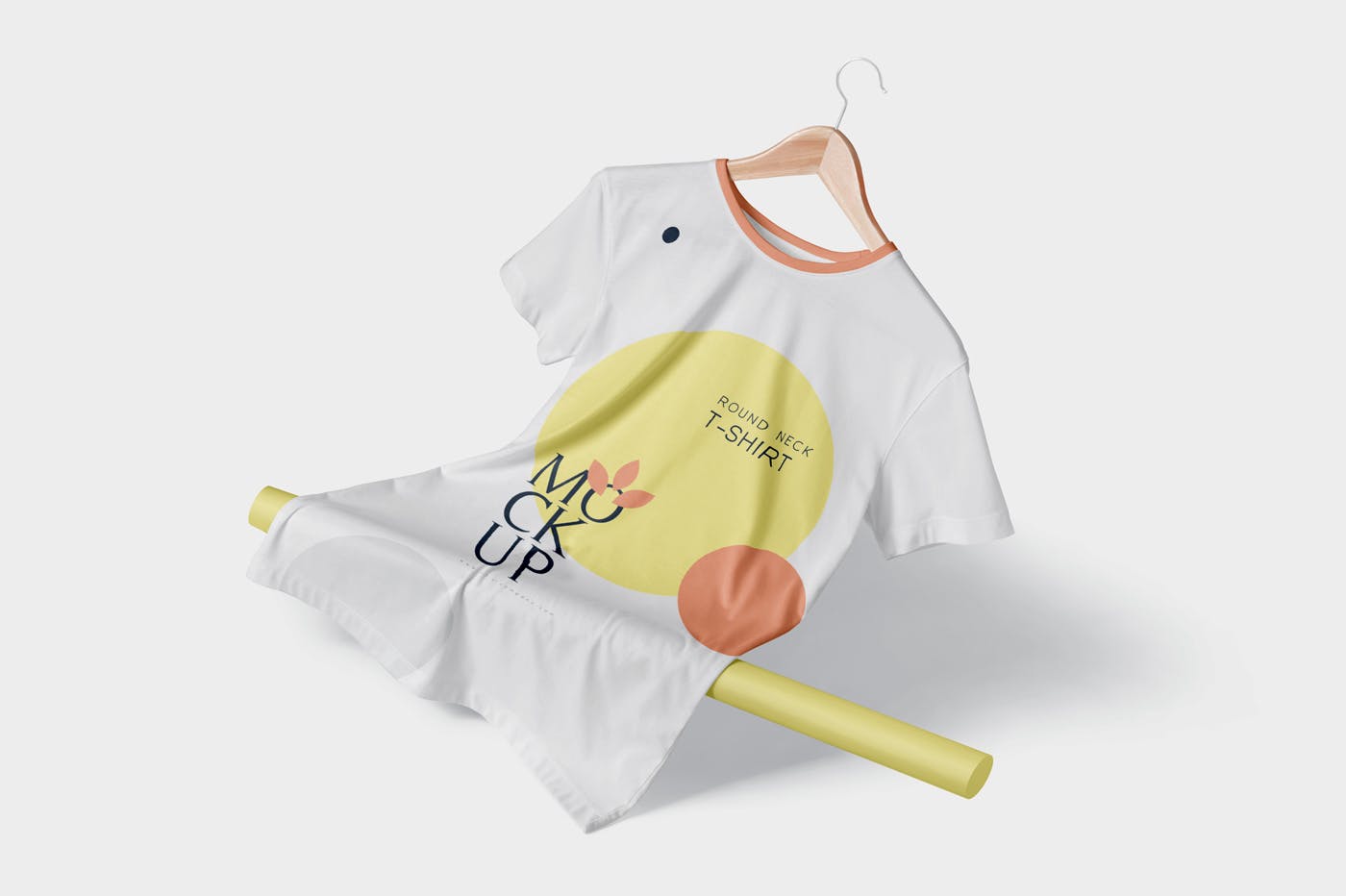 圆领T恤正面印花设计多角度预览图样机 Round Neck T-Shirt Mockups插图(5)