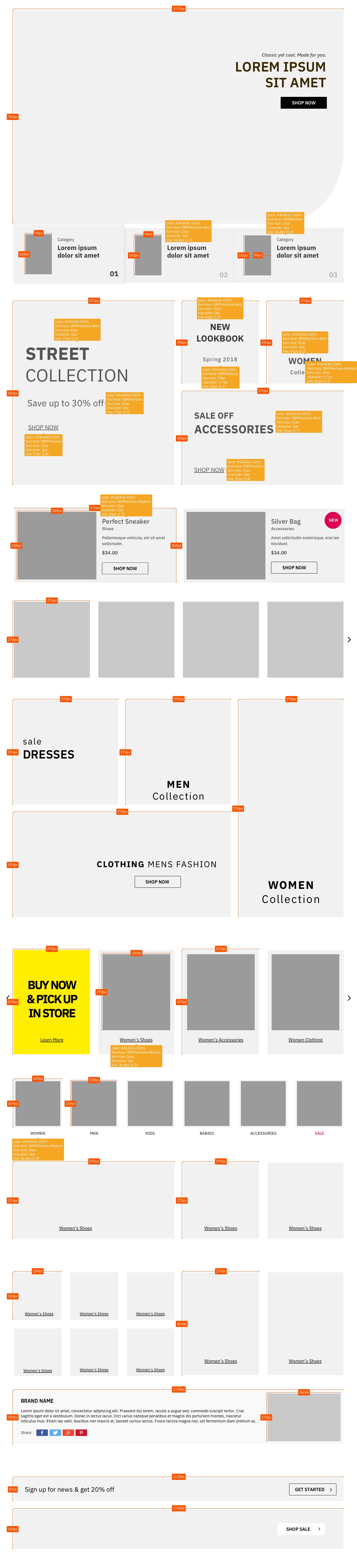 素材库下午茶：时尚的带详细规范的网页模板套装下载[Sketch,PSD,XD,Fig]插图(2)