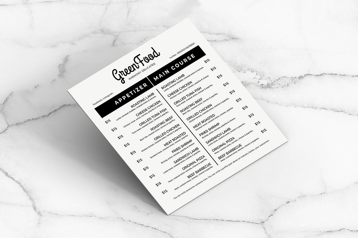 简约风西式餐厅素材库精选菜单模板v06 Square Food Menu. 06插图(1)