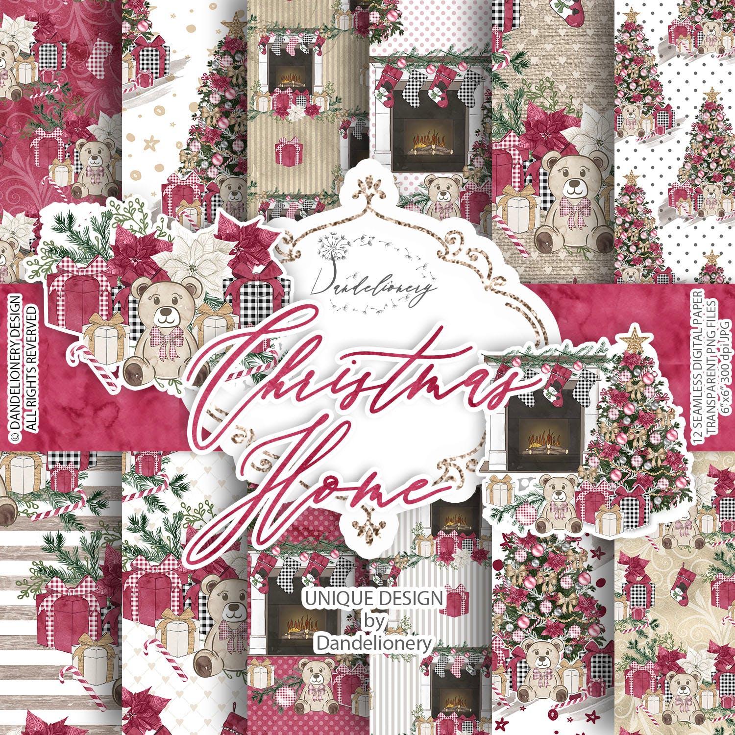 圣诞节居家装饰数码纸张背景素材 Christmas Home digital paper pack插图(5)